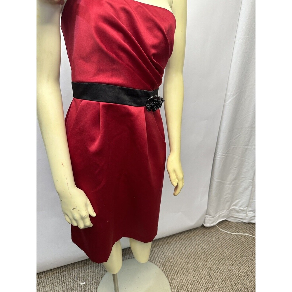 Davids Bridal Sz4 One Shoulder‎ Red Like Satin Dress Prom, Dance, Cocktail